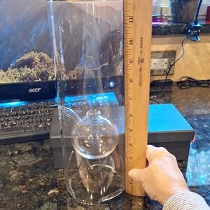 Vintage Wolfard 12" Hand Blown Oil Lamp With Gold Accent